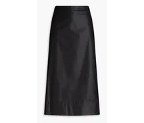 Coated-cotton midi skirt - Black