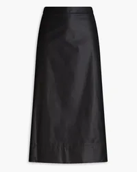 LE 17 SEPTEMBRE Coated-cotton midi skirt - Black Black