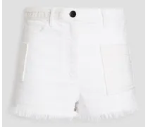 Bead-embellished denim shorts - White