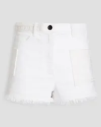 Valentino Garavani Bead-embellished denim shorts - White White