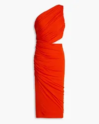 Halston Cassidy one-shoulder cutout ruched jersey dress - Orange Orange