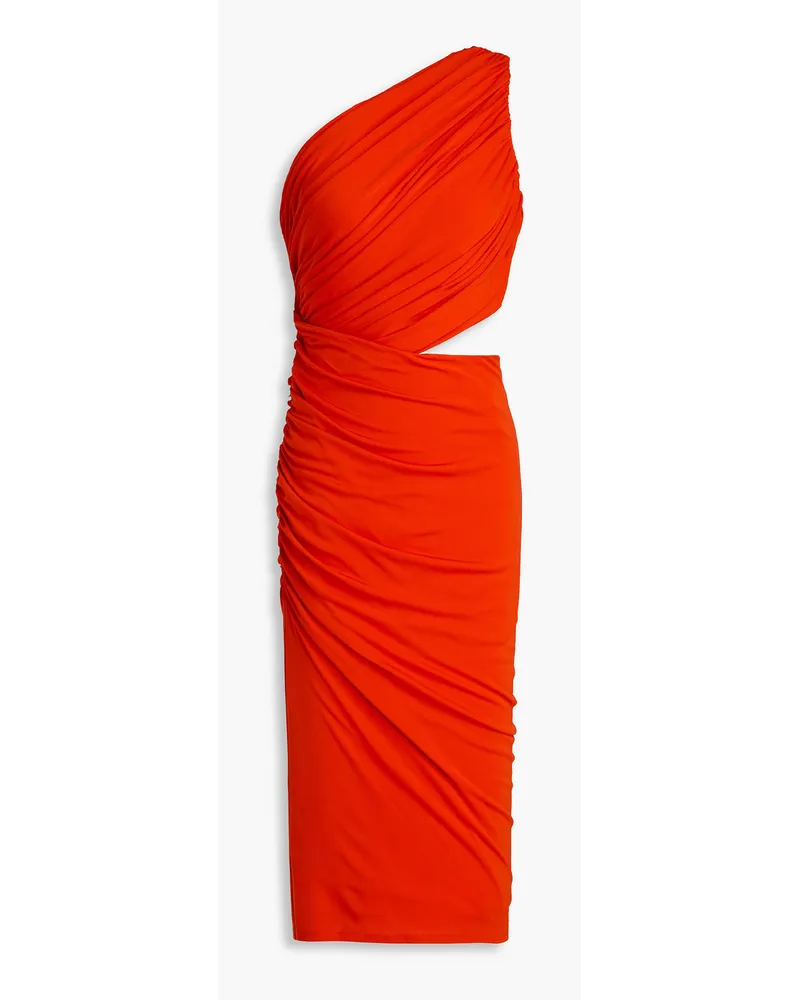 Cassidy one-shoulder cutout ruched jersey dress - Orange