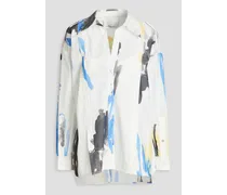 Printed cotton-blend poplin shirt - White