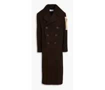 Appliquéd wool coat - Brown