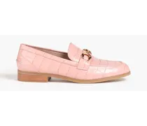 Owen Buckle embellished croc-effect leather loafers - Pink