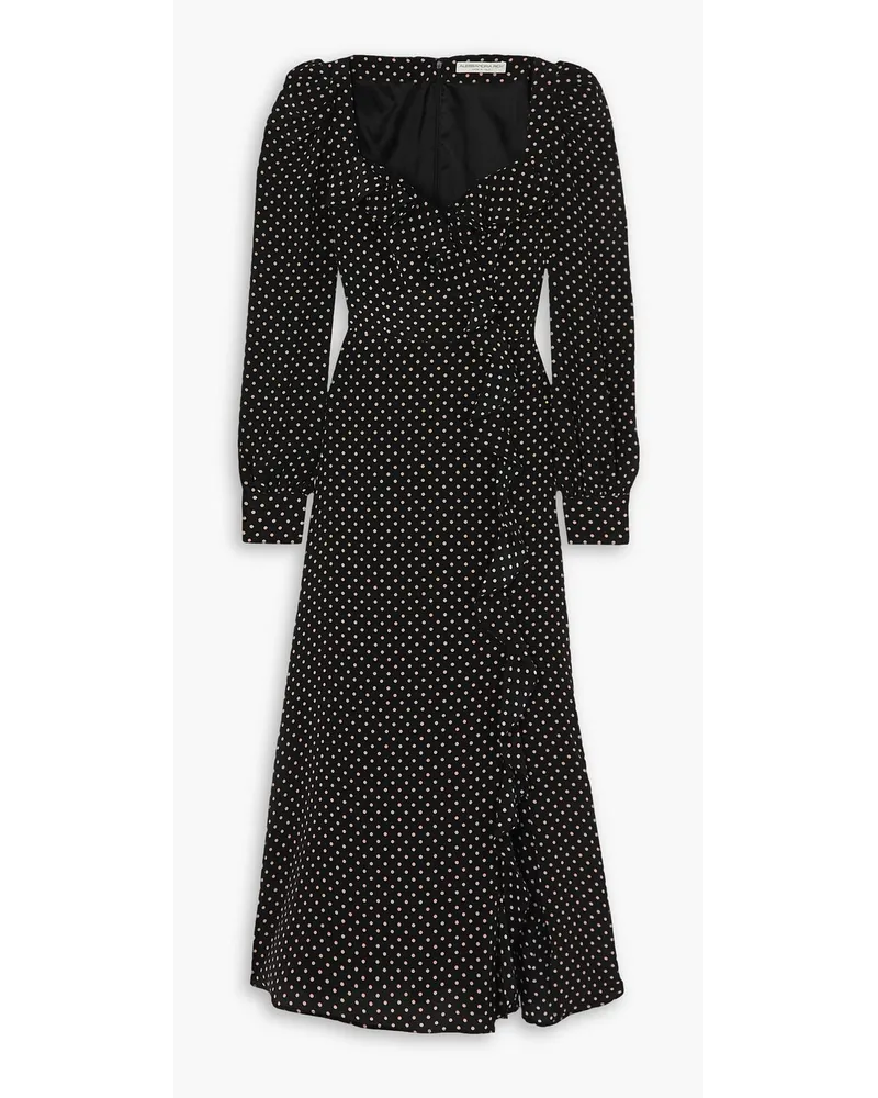 Alessandra Rich Ruffled polka-dot silk-crepe midi dress - Black Black