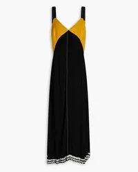 Proenza Schouler Embellished silk chiffon-paneled twill maxi dress - Black Black