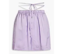 Terra gathered silk-satin shorts - Purple