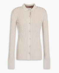 GALVAN Metallic ribbed-knit cardigan - Neutral Neutral