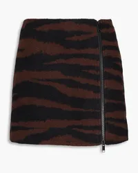 Ganni Tiger-print felt mini skirt - Brown Brown