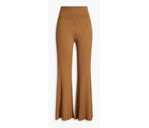 Astrid ribbed-knit flared pants - Brown