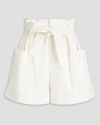 RED Valentino Belted stretch-cotton twill shorts - White White