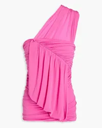 Rick Owens One-shoulder draped cupro-blend jersey top - Pink Pink