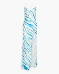 Retrofête Amika printed silk-blend maxi dress - Blue Blue