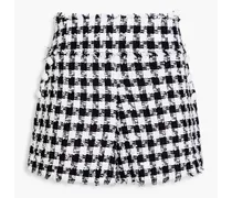 Frayed gingham cotton-blend tweed shorts - Black