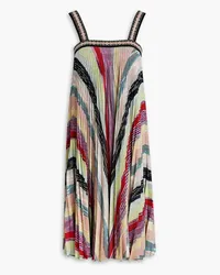 Missoni Metallic plissé crochet-knit midi dress - Green Green