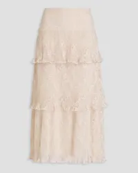 Zimmermann Tiered pleated lace midi skirt - White White