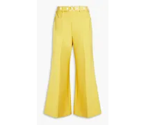 Belted jersey wide-leg pants - Yellow