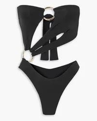 Louisa Ballou Strapless embellished cutout swimsuit - Black Black