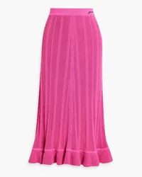 Ganni Ruffled knitted midi skirt - Pink Pink