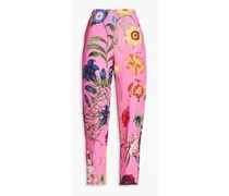 Floral-print faille straight-leg pants - Pink