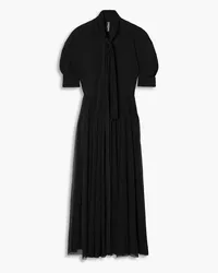 Norma Kamali Pleated gauze midi shirt dress - Black Black