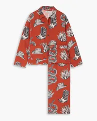 Desmond & Dempsey Pocket printed linen pajama set - Red Red