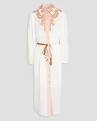 Zimmermann Embellished linen midi shirt dress - White White