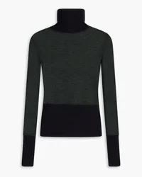 Thom Browne Two-tone ribbed wool turtleneck top - Green Green