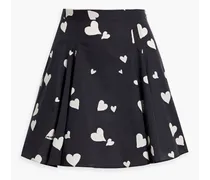 Pleated printed cotton mini skirt - Black
