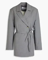 Ganni Belted woven blazer - Gray Gray