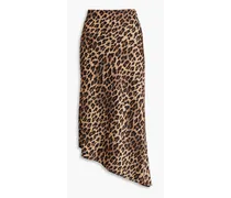 Alice Olivia - Maeve asymmetric leopard-print satin midi skirt - Animal print