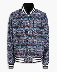 Missoni Crochet-knit cotton-blend bomber jacket - Blue Blue