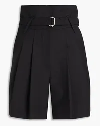 IRO Belted stretch-wool twill shorts - Black Black