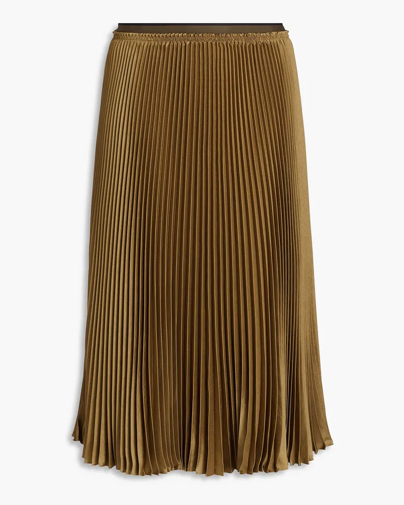 Theory Pleated satin-twill skirt - Green Green