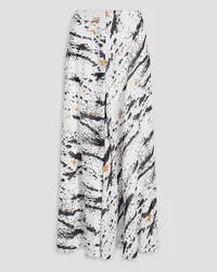 GALVAN Conca printed crepon maxi skirt - White White