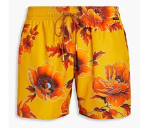 Short-length floral-print swim shorts - Yellow