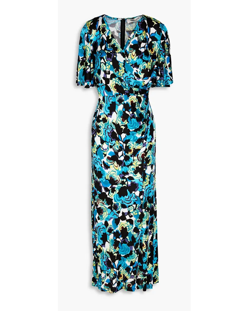 Diane von Furstenberg Zetna wrap-effect floral-print jersey midi dress - Blue Blue