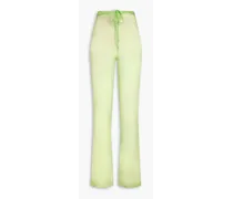 Silk-crepon straight-leg pants - Green