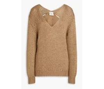 Silk, modal and cashmere-blend sweater - Brown
