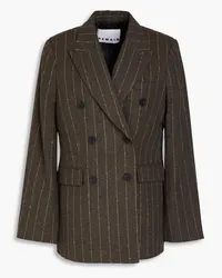 ROTATE Birger Christensen Double-breasted pinstriped wool-blend tweed blazer - Brown Brown