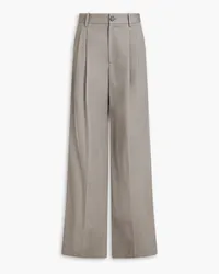 Nili Lotan Flavie cotton and linen-blend twill wide-leg pants - Gray Gray