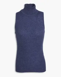 Autumn Cashmere Ribbed cashmere turtleneck top - Blue Blue