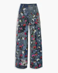 ASHISH Embellished embroidered high-rise straight-leg jeans - Blue Blue