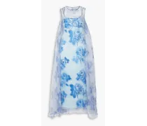 Selina floral-print silk-organza and taffeta gown - Blue