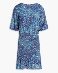 Sandro Cutout floral-print jersey dress - Blue Blue