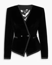 Dolce & Gabbana Peplum cotton-blend velvet and silk-trimmed blazer - Black Black