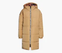 Quilted printed shell hooded jacket - Brown