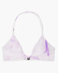 Ganni Twist-front printed triangle bikini top - Purple Purple