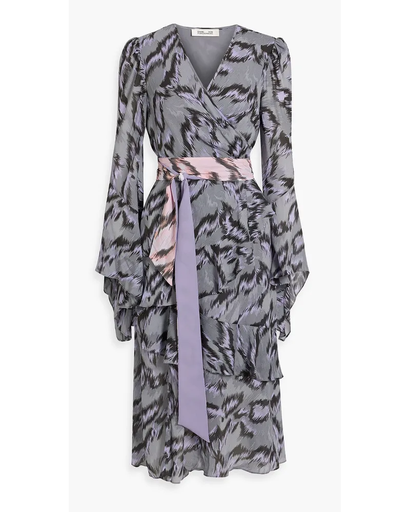 Desma wrap-effect printed chiffon midi dress - Gray